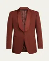 Givenchy Men's Gabardine Shawl Long Tuxedo Jacket In Brown