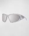 Givenchy Men's Giv Cut Rectangle Sunglasses In Gray