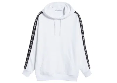 Pre-owned Givenchy Men's  4g Branded Logo Tape Hoodie In White