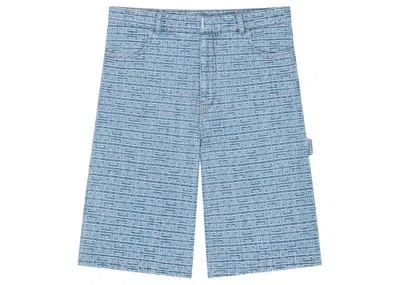 Pre-owned Givenchy Men's  4g Denim Carpenter Bermuda Shorts In Light Blue