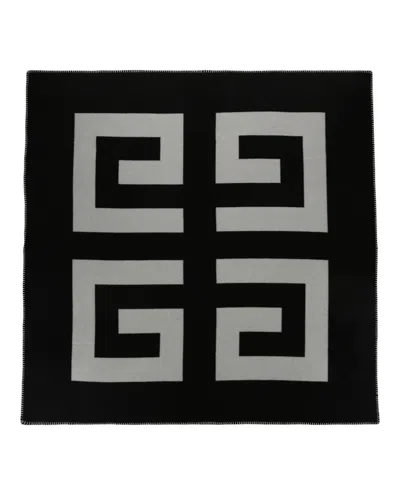 Pre-owned Givenchy Men's  4g Logo Blanket In Black/white
