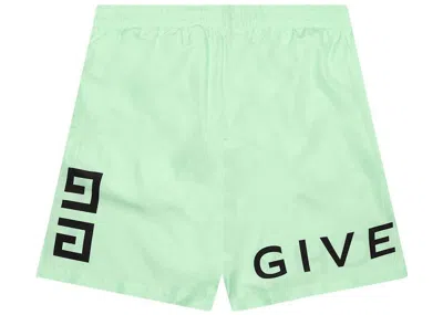 Pre-owned Givenchy Men's  4g Logo Swim Shorts In Mint Green