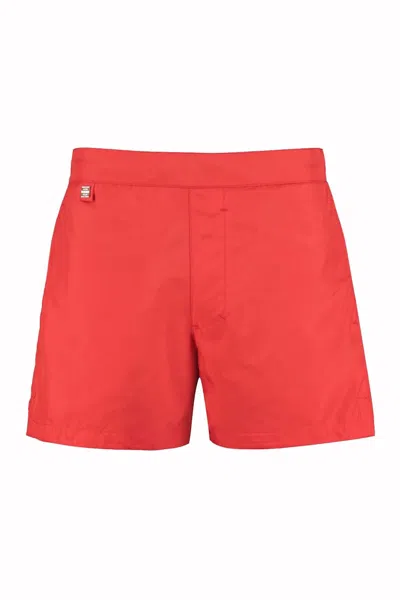 Pre-owned Givenchy Men's  4g Plaque Swim Shorts In Red