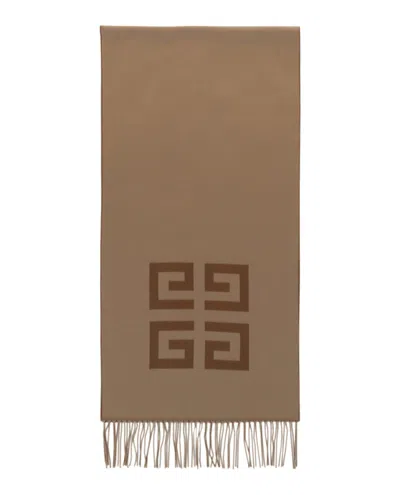Pre-owned Givenchy Men's  4g Reversible Wool Scarf In Beige In Sand