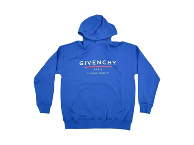Pre-owned Givenchy Men's  Address Hoodie In Ocean Blue