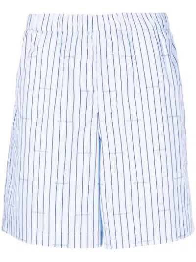 Pre-owned Givenchy Men's  Allover Logo Striped Shorts In Blue