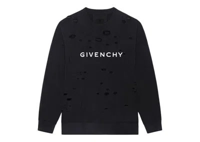 Pre-owned Givenchy Men's  Archetype With Destroyed Effect Sweatshirt In Black/white