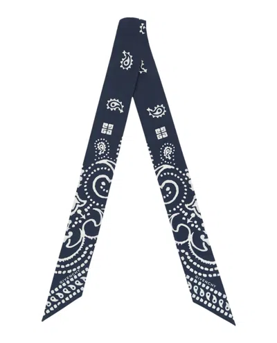 Pre-owned Givenchy Men's  Bandana Print Bandeau In Navy Blue White In Multi