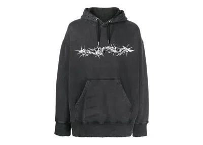 Pre-owned Givenchy Men's  Barbed Wire Print Hoodie In Black