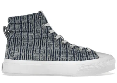 Pre-owned Givenchy Men's  City High Top In 4g Sneakers In Denim Blue/white