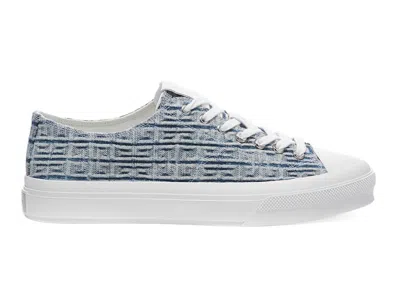 Pre-owned Givenchy Men's  City In 4g Denim Sneakers In Blue/white
