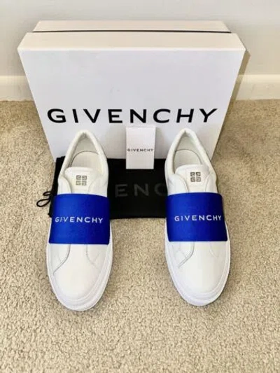 Pre-owned Givenchy Men's  City Sport Logo Sneakers Us 12 / 45 - White/blue - Nwb - $695