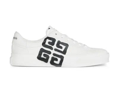 Pre-owned Givenchy Men's  City Sport Tag Effect 4g Print Sneakers In Black/white