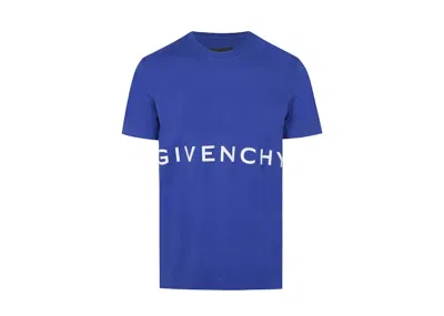 Pre-owned Givenchy Men's  Classic Fit Bonded T-shirt In Ocean Blue