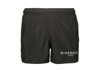 Pre-owned Givenchy Men's  Classic Logo Swim Short In Black/white