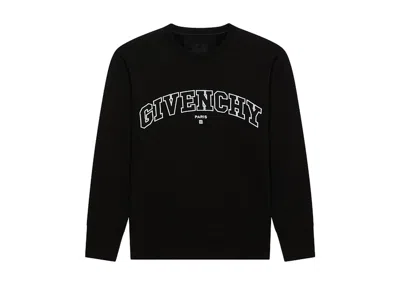 Pre-owned Givenchy Men's  College Slim Fit Crewneck Sweatshirt In Black
