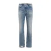 Givenchy Washed Denim Tapered Leg Jeans With Contrast Stitching In Blue