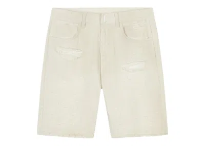 Pre-owned Givenchy Men's  Destroyed Denim Shorts In White