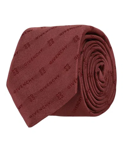 Pre-owned Givenchy Men's  Diagonal Logo Silk Tie In Pink