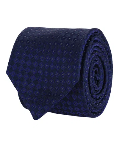 Pre-owned Givenchy Men's  Diamond Silk Tie In Navy Blue