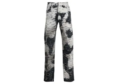 Pre-owned Givenchy Men's  Distressed Twotone Jeans In White/black