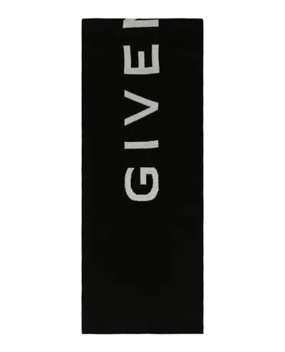Pre-owned Givenchy Men's  Double Face 4g Logo Scarf In Black/white