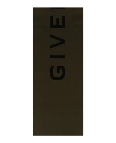 Pre-owned Givenchy Men's  Double Face 4g Scarf In Black/khaki