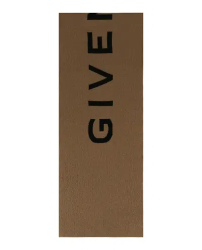 Pre-owned Givenchy Men's  Double Face Logo Scarf In Havana/black
