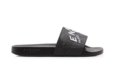 Pre-owned Givenchy Men's  Embroidered Flat Sandals Sneakers In Black/white