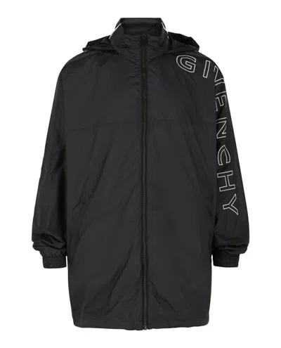 Pre-owned Givenchy Men's  Embroidered Logo Windbreaker In Black