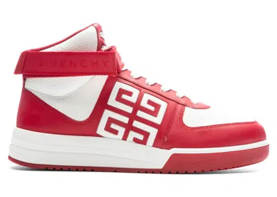 Pre-owned Givenchy Men's  G4 High Sneakers In Red/white In Multi