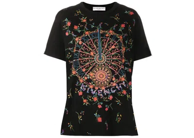 Pre-owned Givenchy Men's  Ladies Floral Clock Design T-shirt In Black