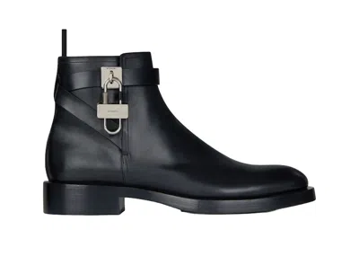 Pre-owned Givenchy Men's  Lock Ankle Boots Sneakers In Black