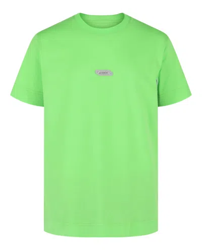 Pre-owned Givenchy Men's  Logo Crewneck Sweat-shirt Shortsleeve T-shirt In Bright Green