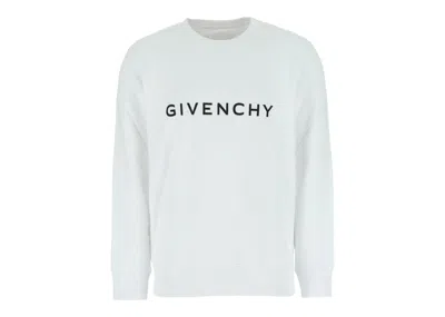 Pre-owned Givenchy Men's  Logo Print Slim Fit Sweatshirt In White