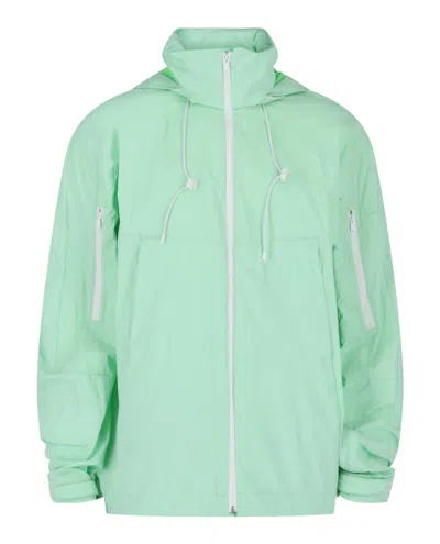 Pre-owned Givenchy Men's  Logo Printed Hooded Windbreaker In Mint In Green