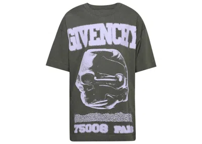 Pre-owned Givenchy Men's  Logo Ring Printed Crewneck Sweat-shirt T-shirt In Grey
