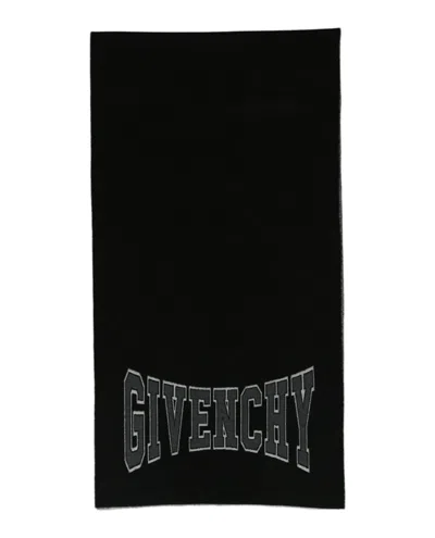 Pre-owned Givenchy Men's  Logo Stars Scarf In Black/grey