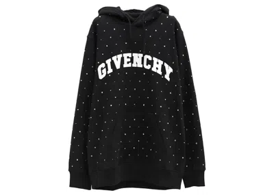 Pre-owned Givenchy Men's  Logo Strass Hoodie In Black