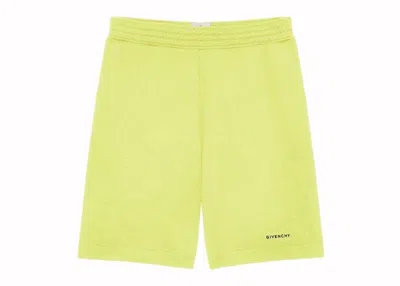 Pre-owned Givenchy Men's  Logo Sweatshorts In Acid Yellow