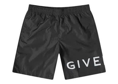 Pre-owned Givenchy Men's  Logo Swim Swim Shorts In Black/white