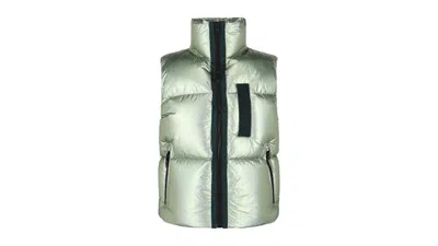 Pre-owned Givenchy Men's  Metallicfinish Down Puffer Vest In Forest Green