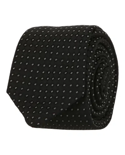 Pre-owned Givenchy Men's  Micro Design Silk Tie In Black