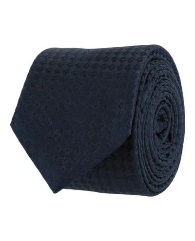 Pre-owned Givenchy Men's  Micro Design Silk Tie In Navy Blue