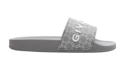 Pre-owned Givenchy Men's  Monogram Logo Slides Sneakers In Grey/white In Multi