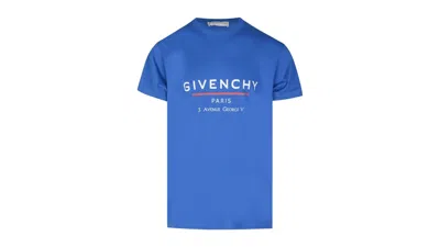 Pre-owned Givenchy Men's  Oversized Address T-shirt In Ocean Blue