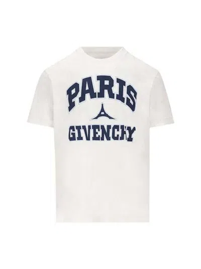 Pre-owned Givenchy Men's  Paris Logo Oversize T-shirt In White