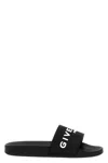Givenchy Black Flat Slides With Logo In Polyurethane Man In Multicolor