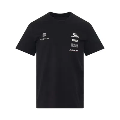Pre-owned Givenchy Men's  Racing Logo T-shirt In Black/white