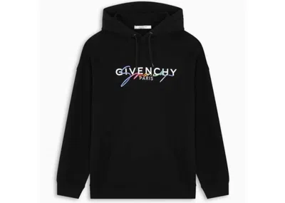 Pre-owned Givenchy Men's  Rainbow Signature Hoodie In Black